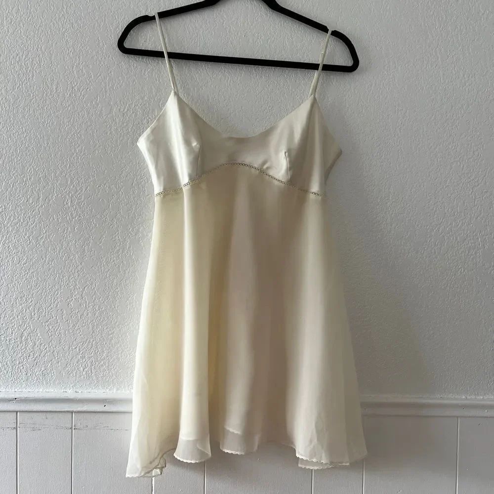 Vintage Y2K cream ivory baby doll mini dress teddy M